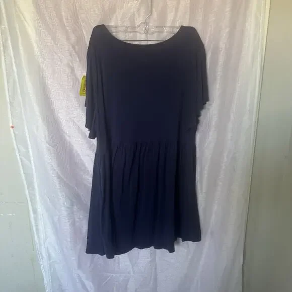 Torrid Size 2 Knit Blue Boho Dress With White Embroidery Midi - Picture 5 of 8